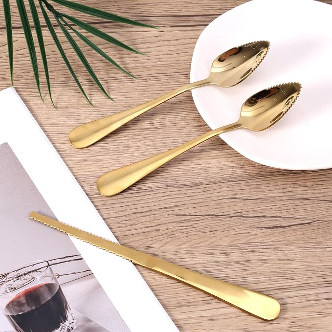 3pcs Serrated Grapefruit Spoons and Knife Set, Stainless Steel Grapefruit - Image 3