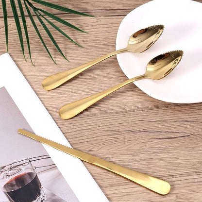 3pcs Serrated Grapefruit Spoons and Knife Set, Stainless Steel Grapefruit - Image 3