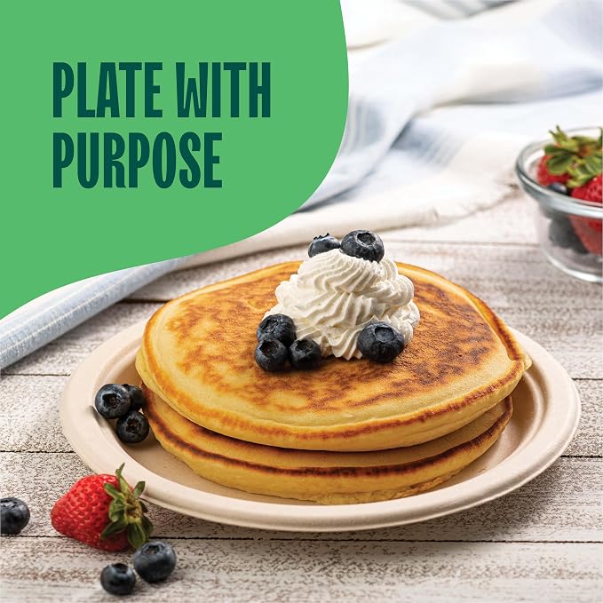 100% Compostable Paper Plates, Heavy Duty Disposable Plates 9 Inch Plates - Image 4