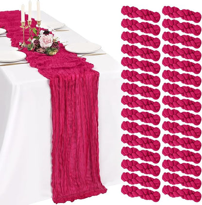 30 Pack Cheesecloth Table Runner 10FT Hot Pink Table Runner Boho Gauze Cheese by Showgeous