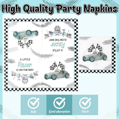 96Pcs Race Car Baby Shower Party Plates Supplies A Little Racer Is On The Way - Image 4