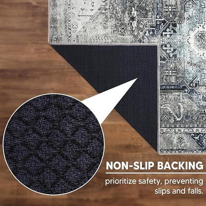 Keen Home Design 2x10 Rug - Machine Washable Runner Rug with Non-Slip Backing, Ideal for Hallway, Entryway, Kitchen, Laundry Room - Vintage, Easy Clean, Durable, Low Pile - (2'6" x 10')