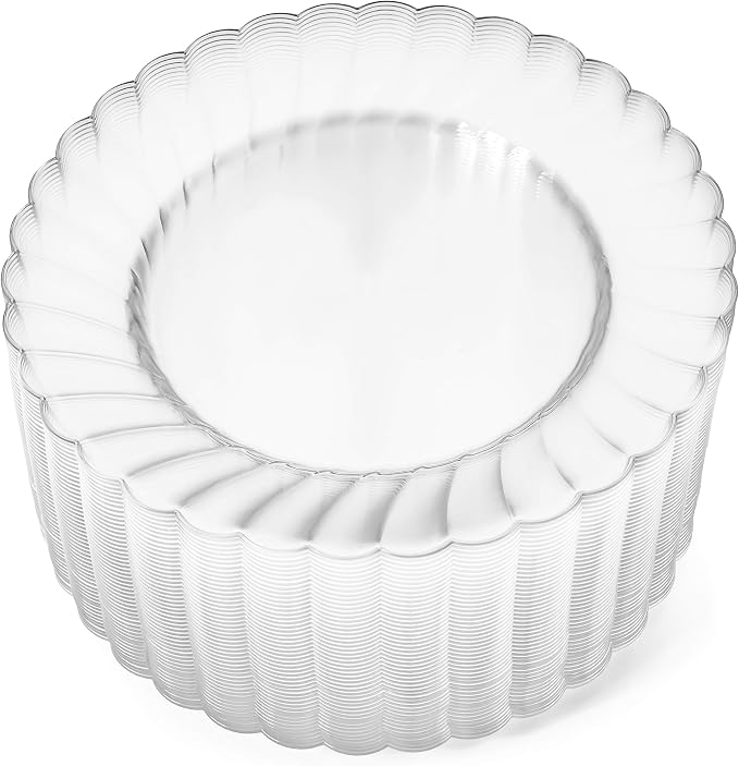 Premium Hard Plastic Plate Set 50 x 9” Clear Round Plates - Image 6