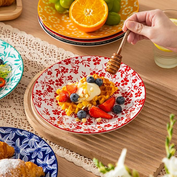 vancasso 8.25" Vintage Ceramic Salad Plates Set of 6, Muted | Microwave - Image 5