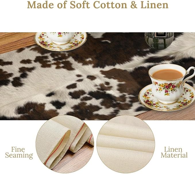 Cow Print Table Runner, 13x108 Inch - Image 6