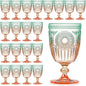 XUWAIDSGN 24Pcs Plastic Vintage Wine Glasses 13.5oz Reusable Embossed Goblet by XUWAIDSGN