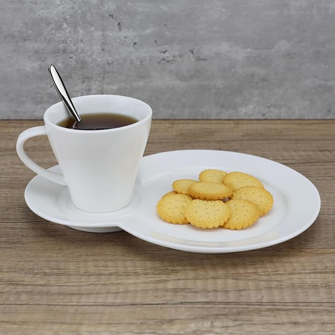 EIKS Ceramic Coffee Mug with Saucer Plate and Spoon, Mug Capacity 230ml | by EIKS