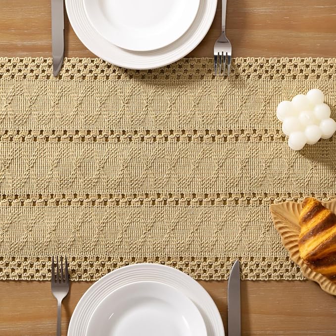 Boho Table Runner Summer Farmhouse Rustic Dining Dresser Scarf Home Decor | - Image 5