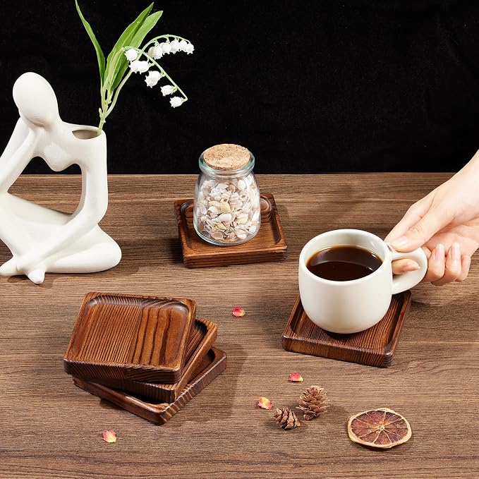 Acacia Wood Coasters for Drink-Drink Coasters Set of 8 | Coffee Table Decor | - Image 6