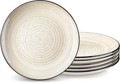 vancasso Bonbon Dinner Plates Set of 6, 10.5 Inch Ceramic Dinner Pasta Plates,Large Dinnerware Plate for Kitchen, Microwave & Dishwasher Safe Serving Bowls, Beige