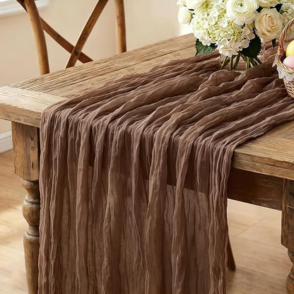 3Pcs Nude Cheesecloth Table Runner, 10FT Rustic Nude Gauze Table Runner by Miucat