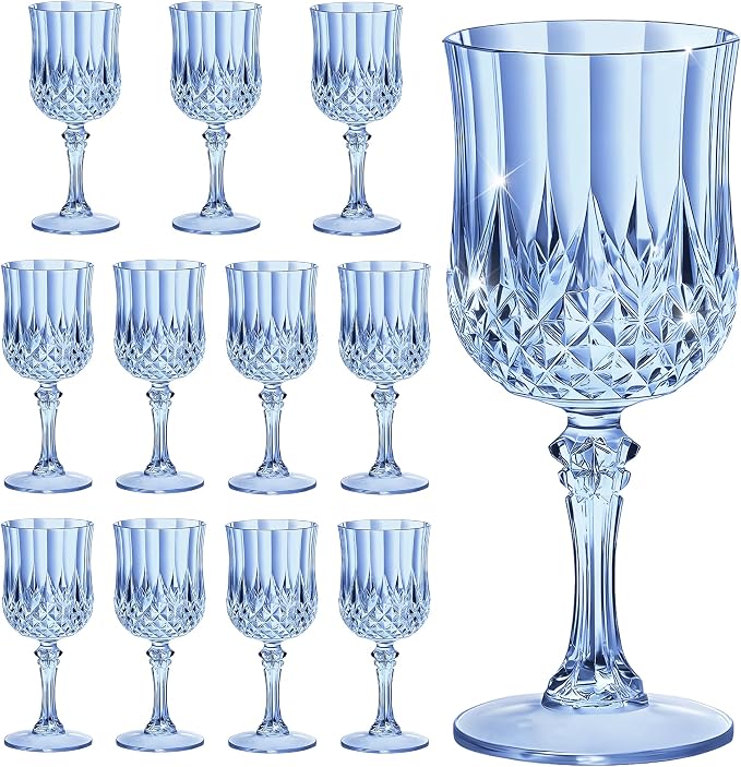 7OZ Plastic Wine Glasses, Reusable Vintage Goblets Unbreakable Drinking Glasses by Unknown