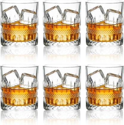 11 OZ Premium Whiskey Glasses (6-Piece) - Old Fashioned Glassware, Exquisite Craftsmanship for Scotch, Bourbon, Rum & Cocktails, Ideal for Self-Use or Gift for Whiskey Enthusiasts