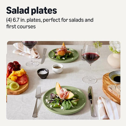 Amazon Basics Glazed Stoneware Salad Plates, Ceramic 4-Piece Set, Microwave and - Image 2