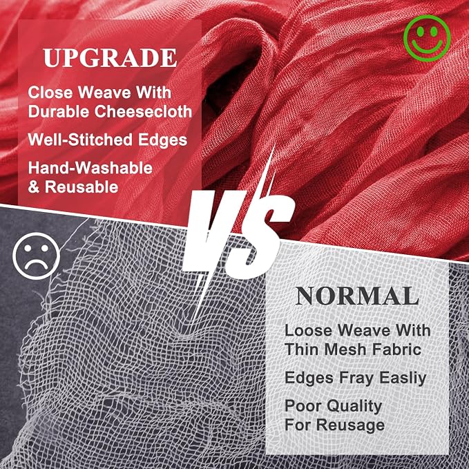 Cheesecloth Table Runner Red 10FT Boho Gauze Runner, 3 Pack | 120 Inch Cheese - Image 4