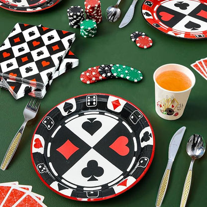 180PCS Casino Paper Plates and Napkins Party Supplies Serve 60 | Disposable - Image 4