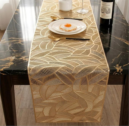 FAVE Gold Table Runner 72 Inches Long Hollow-Out Leaf Design Table Runner | - Image 7