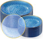 Rubtlamp 100Pcs Blue Gold Plastic Plates, Hammered Plastic Plates Include 50 by Rubtlamp