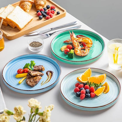 vancasso Bonita 8.5 inch Salad Plates, Ceramic Small Dinner Plates Set, Dessert Plates Set of 6, Microwave,Oven and Dishwasher Safe, Blue
