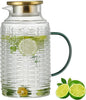 Glass Pitcher with Lid, 68 oz/2 Liter Vintage Water Pitcher, Clear Borosilicate Glass Water Carafe for Cold Brew, Coffee, Lemonade, Iced Tea,Beverage, Heat Resistant Water Glass Jug