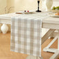 Laolitou Beige Checkered Table Runner, Cotton Linen Gingham Table Runners by Laolitou