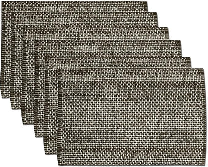 Sweet Home Collection 100% Cotton Placemats for Dining Room Rectangle Two Tone Woven Fabric 13" x 19" Soft Durable Table Mat Set, Set of 6, Chocolate
