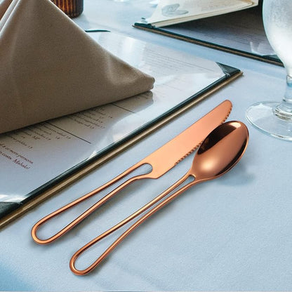 Flatware Set 4 Copper/Rose Gold Silverware Hollow Out Handles 20 Piece - Image 8