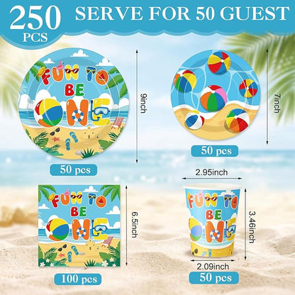 Pickmesh 250 Pcs Beach Ball Party Supplies Summer Beach Ball 1st Birthday Paper - Image 2