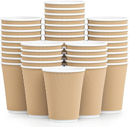 Hot Paper Cups 150 Pack Coffee Cups, Paper Coffee Cup 12 oz Disposable by Luckypack