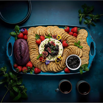 TP Melamine Serving Trays with Handles, 17” x 12”, Retro Teal | Rectangular - Image 4