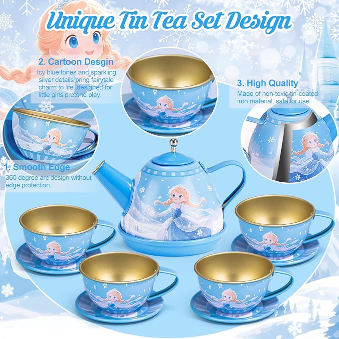 iAOVUEBY Tea Party Set for Little Girls, Kids Pretend Play Kitchen Toys - Image 4
