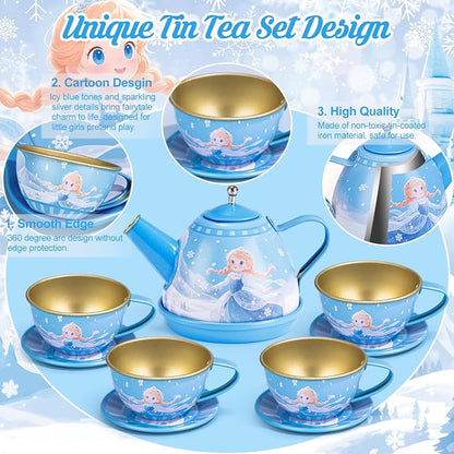 iAOVUEBY Tea Party Set for Little Girls, Kids Pretend Play Kitchen Toys - Image 4