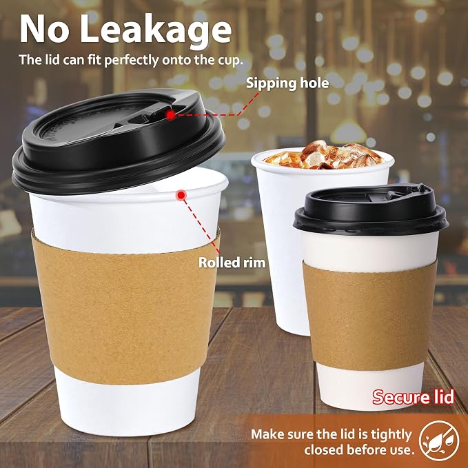 Clawsoff 100 Pack 12 oz Disposable Coffee Cups - Image 3
