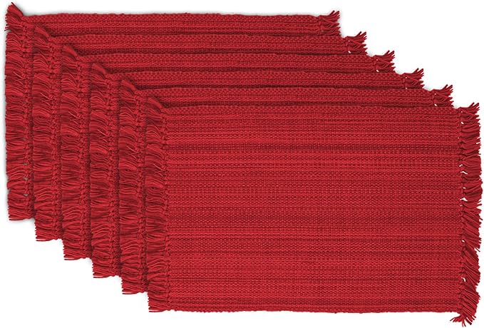 DII Variegated Tabletop Collection, Placemat Set3x19, Tango Red, 6 Piece by DII