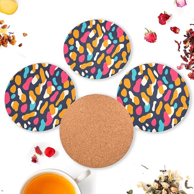 Modern Leopard Pattern 4 Pcs Aesthetic Drink Coasters Heat Resistant - Image 6