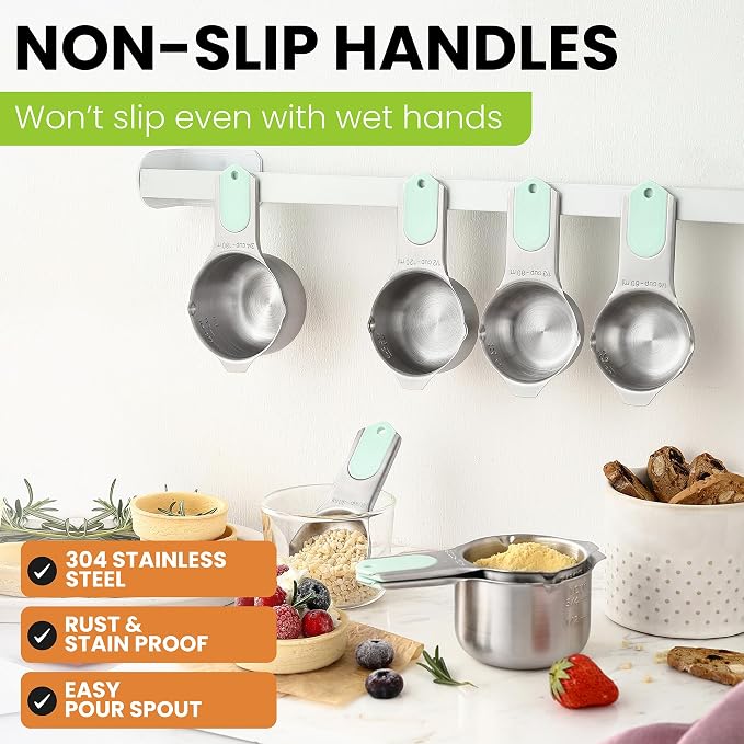 Spring Chef Magnetic Stainless Steel Measuring Cups Set of 7 Patented, Mint | - Image 3