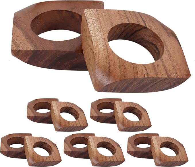 Wooden Napkin Rings Set of 12 Fall Decor by CLEENTABLE