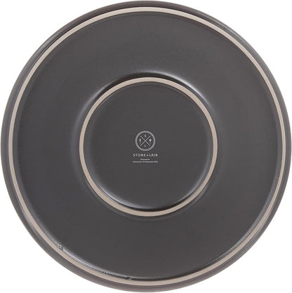 Stone Lain Coupe - Celina Stoneware Round Dinner Plates Set, 4-Piece, Black Matte
