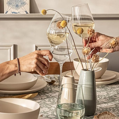 over&back 13oz Traditional Glassware - Set of 4 Classic Stem Drinking Glasses for Parties, Get-togethers, and More - Mouth-Blown - Wine Cups for Kitchen and Dining Room - Clear