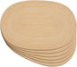 Noctiflorous Oval Braided Placemats Set of 6 Woven 12x18 Inch Non Slip Washable Heat Resistant Place Mats Round Tablemats for Dining Kitchen Party Daily Table Decor Dinner Mats (Beige Brown, 6)
