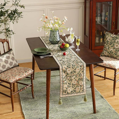 Designer Vintage Linen Table Runner, Floral Pattern, Dining Table, Thanksgiving - Image 2