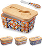 vancasso SIMI Butter Dish with Lid, 6.5" Large Butter Dish for Countertop, Bohemian Ceramic Butter Keeper Container with Knife and Bamboo Lid, Butter Holder for Counter, Amber Elegance