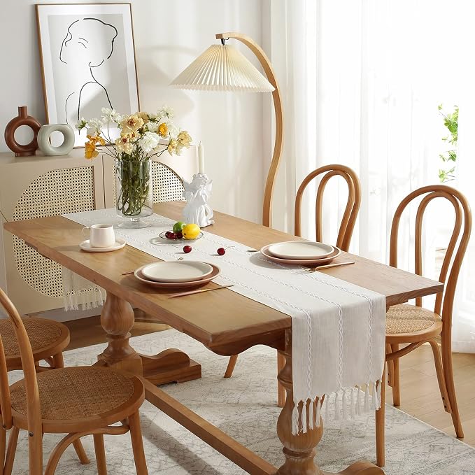 Rustic Boho Table Runner, Farmhouse Table Runners 90 Inches Long - Image 3