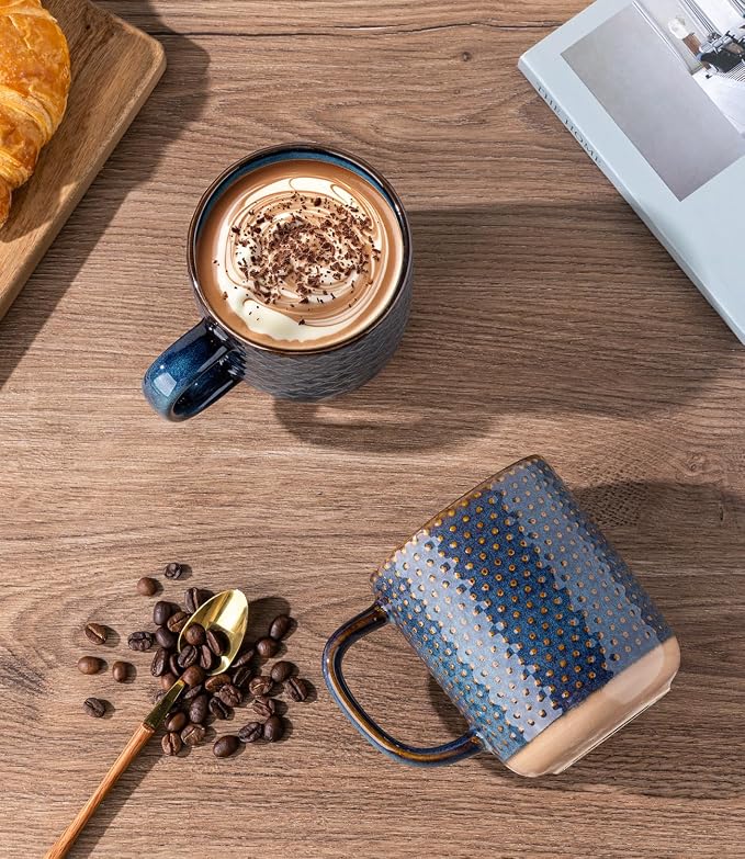 GBhome Coffee Mugs Set of 4, 16 oz Blue Coffee Cups - Image 2