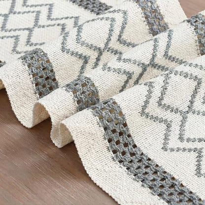 Artoid Mode Dark Grey Stripe Diamond Woven Table Runner 12x36 Inch | Holiday - Image 6