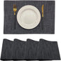 Rilassato Textile Placemats, Set of 4 Heat-Resistant Placemats for Kitchen Table, Washable Durable Linen Table Mats Woven Placemats (4, Charcoal Grey)