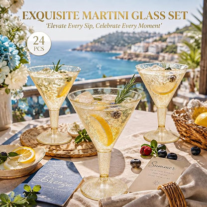 Liacere 24 Pack Gold Plastic Martini Glasses - Image 2