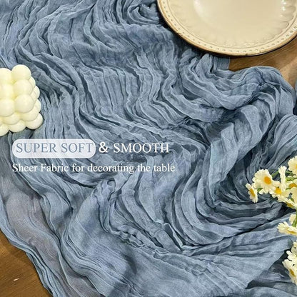 3Pack Dusty Blue Cheesecloth Table Runners 17x108inch Sheer Table Runner | - Image 4
