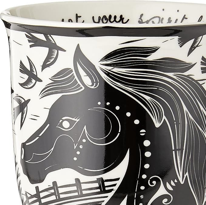Karma Gifts 14 oz Black and White Boho Mug Horse - Image 8