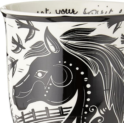 Karma Gifts 14 oz Black and White Boho Mug Horse - Image 8